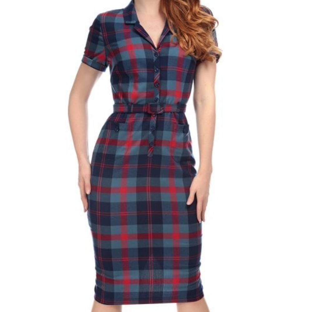 Collectif Catarina plaid pencil dress